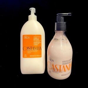 natura EKOS CASTANHA body lotion with refill NWOB Unopened 400ml/13.5fl oz x2